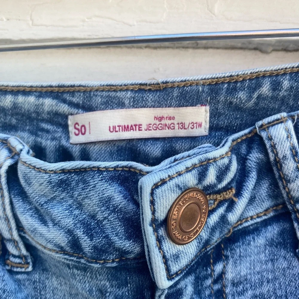 SO Blue Skinny Distressed Jeans Stretchy Denim Pants - Picture 4 of 9